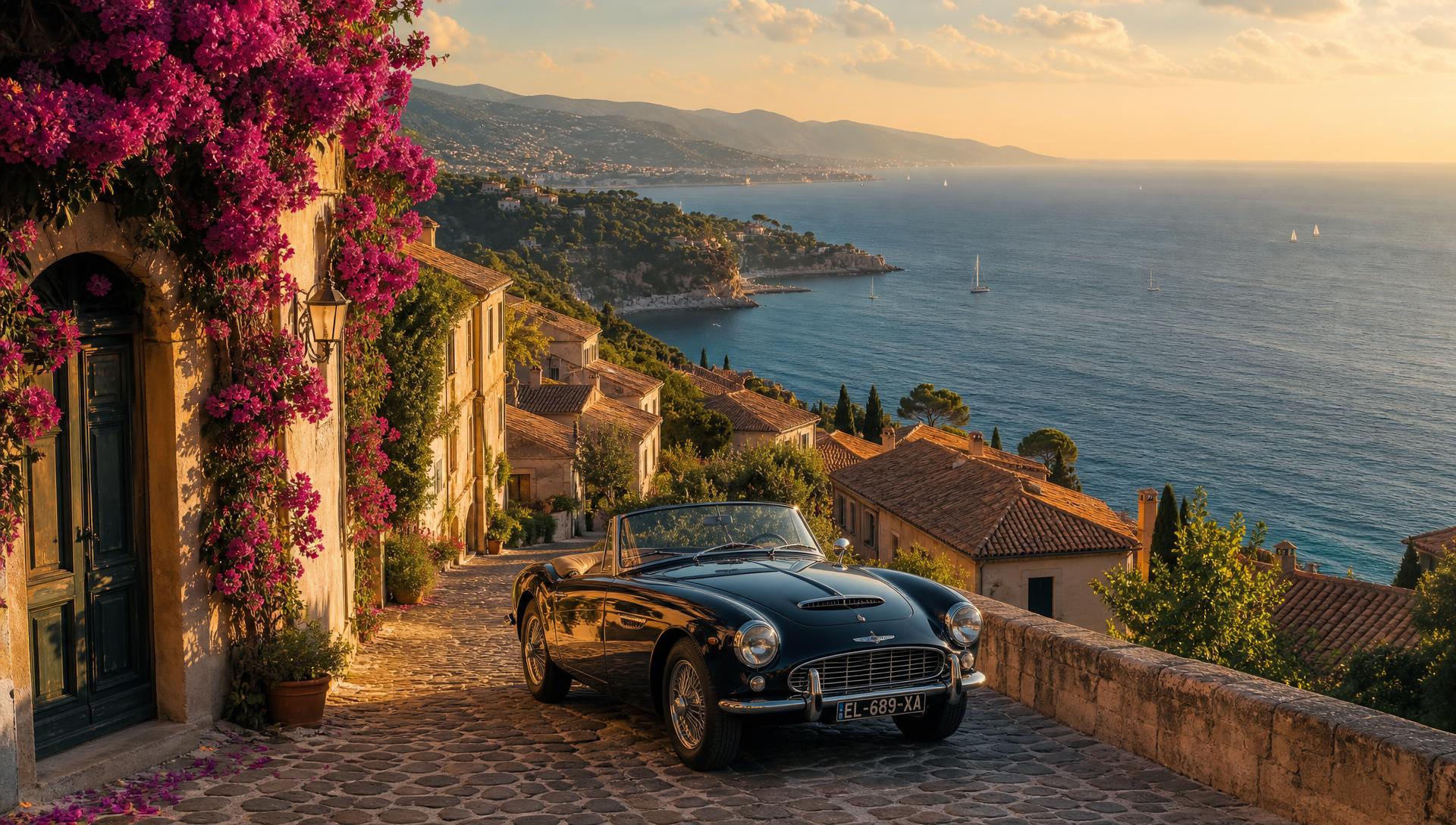 Vue d'une destination de vacances de luxe au coucher du soleil