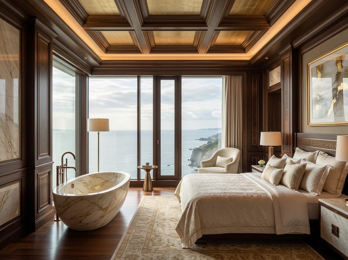 Suite d'hôtel de luxe face à la mer